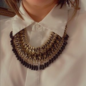 Gold Tone and Black Statement Necklace